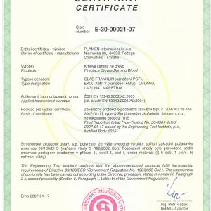 Чугунена Камина Plamen Maestral N 9kW - Сертификат