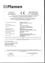 Декларация за Съответствие Готварска печка Plamen 850 Glas 11kW