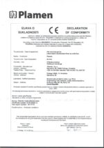 Декларация за съответствие Чугунена печка Plamen Aurora 11kW